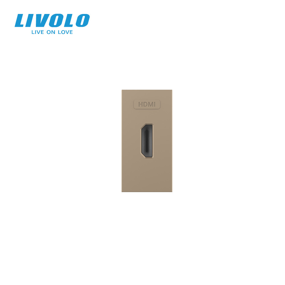 LIVOLO HDMI розетка LIVOLO 1.4, золота, модуль 0.5 поста, для телевізора / ПК (VL-FCHD-1AP) Коломия - фото 6