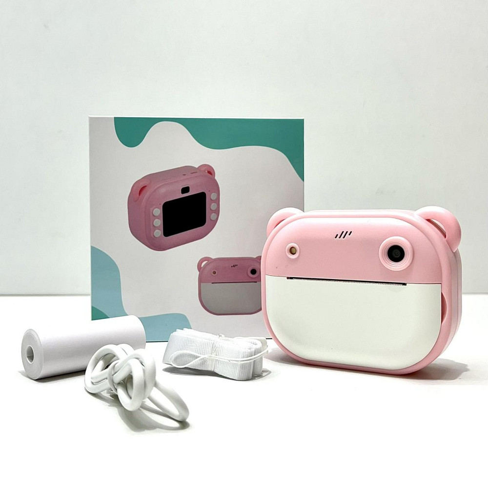 Фотоапарат-принтер фронтальна камера чб друк USB-кабель 2 рулони термопаперу звук фото відео ігри SD роз'єм Рожевий (C 66631) Чернігів - фото 7