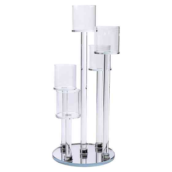 Підсвічник скляний на 5 свічок 16×38 см підсвічник декоративний прозорий на ніжці HP-4-14 Коломия