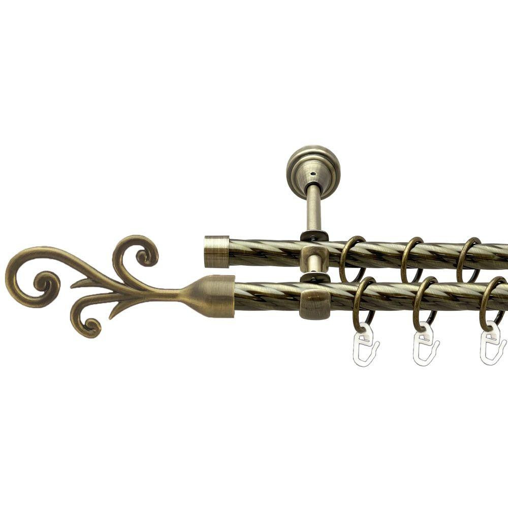 Карниз Orvit Фала металевий дворядний відкритий скручена труба кільце металеве Антик 16\16 мм 200 см Львов - изображение 1