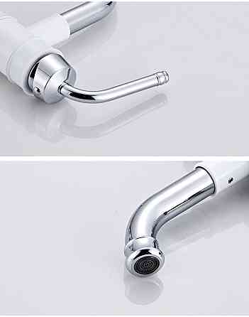 Смеситель для умывальника однорычажный кран горизонтальный монтаж WanFan для ванны Белый-хром Каменец-Подольский