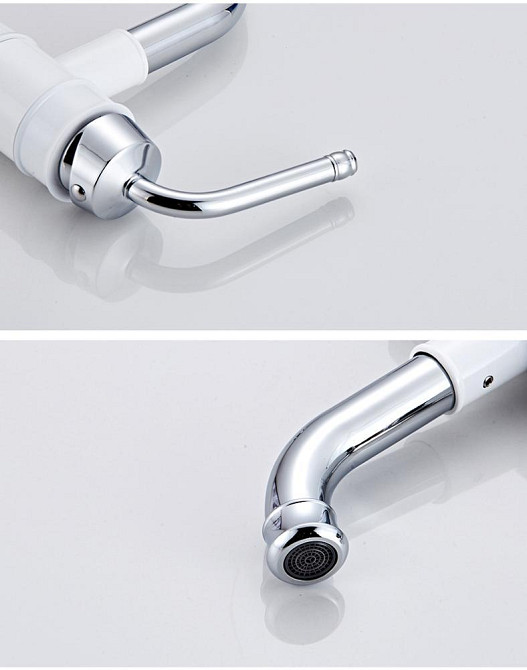 Смеситель для умывальника однорычажный кран горизонтальный монтаж WanFan для ванны Белый-хром Каменец-Подольский - изображение 4