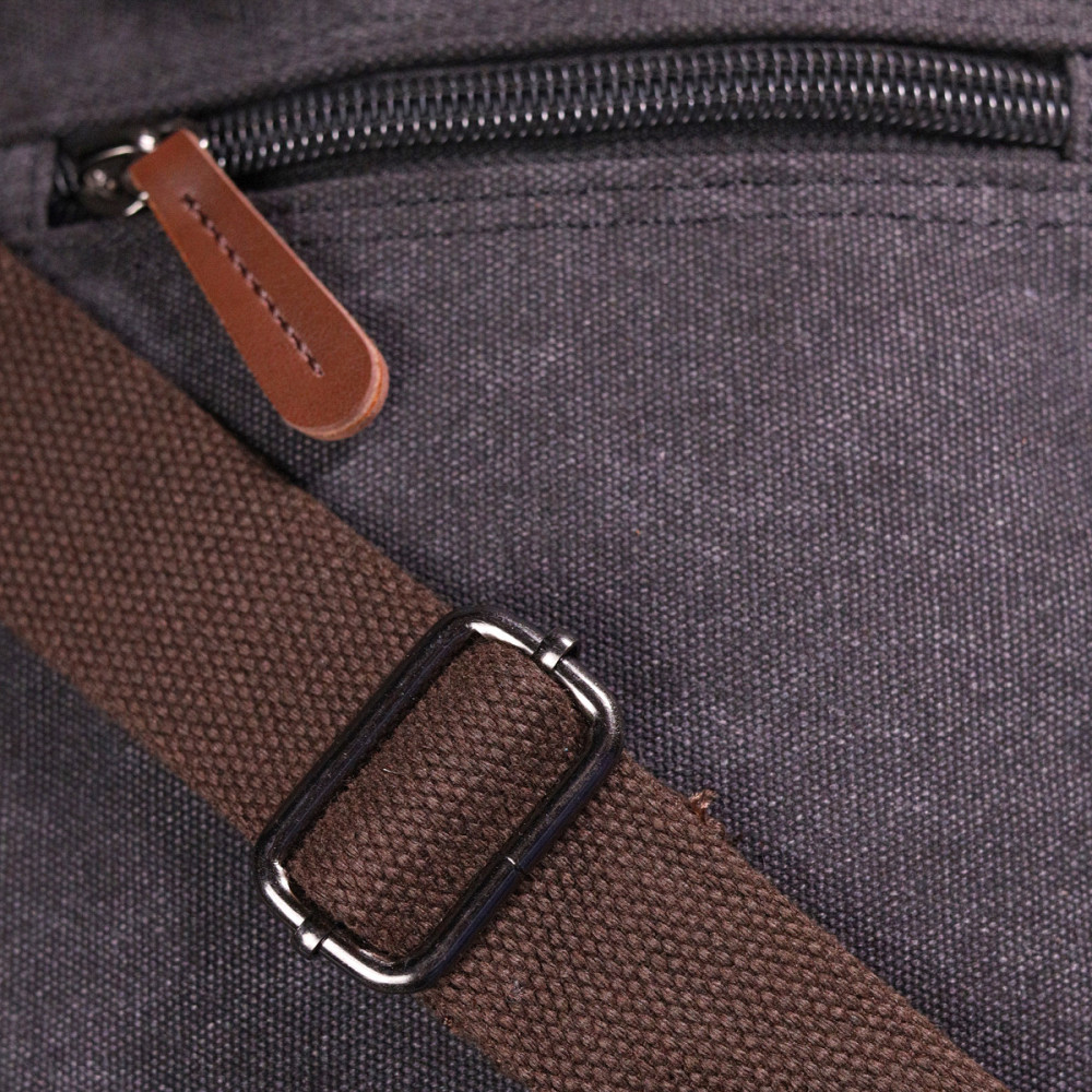 Стильна чоловіча сумка із щільного текстилю Чорна (Vintage) Київ - фото 4