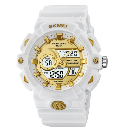 Часы женские наручные спортивные Skmei 2225 с комбинированным циферблатом (Белый) Киев