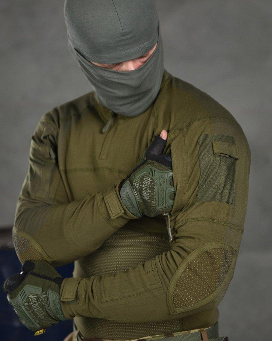 Тактическая рубашка убакс олива под бронижелет, боевая рубашка ubacs олива с дополнительными накладками Одесса - изображение 3