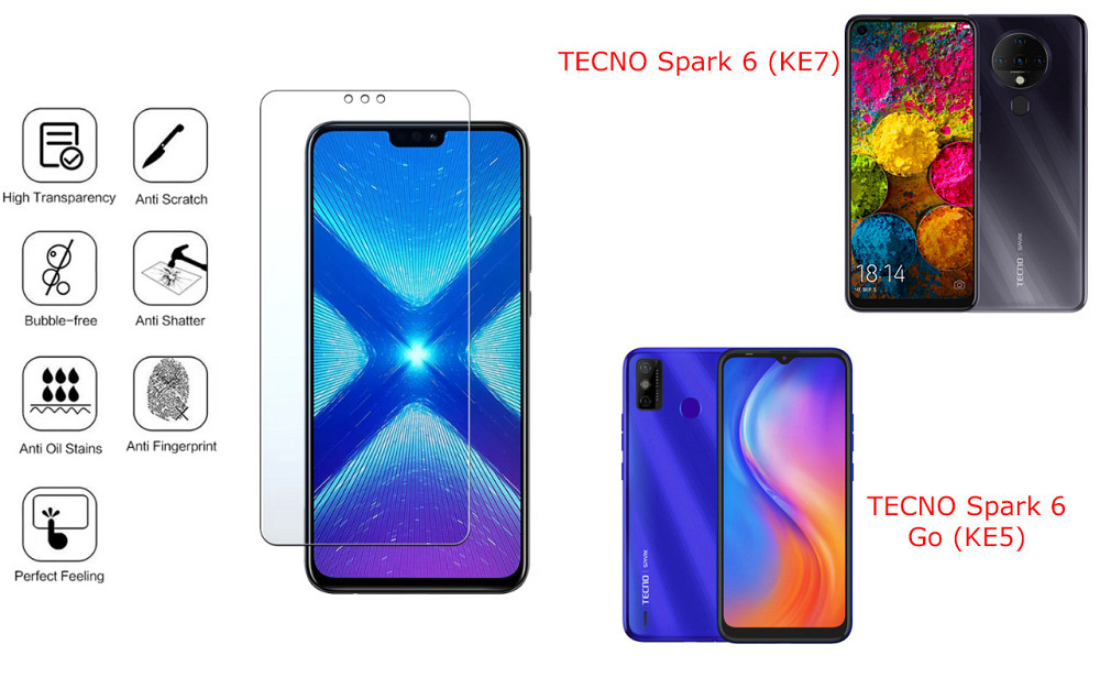 Защитное стекло NeoGlass для TECNO Spark 6 (KE7),  Spark 6 Go (KE5) – ультрапрозрачное и устойчивое Киев - изображение 4