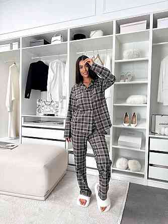 Жіноча домашня повсякденна картата піжама з фланелі. Шоколад, 42/44 Одеса