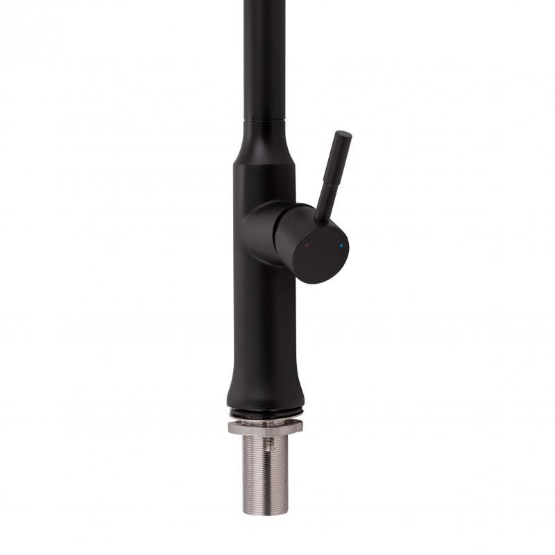 Смеситель для кухни Qtap Baruska с выдвижным изливом, нержавейка QTBAR9137103UB Black Matt Харьков - изображение 5