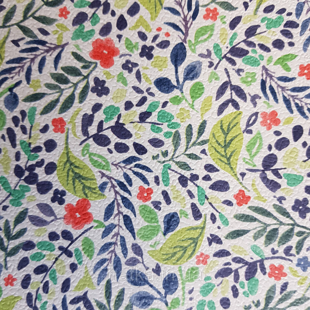Шпалери вінілові на флізелін 0.53х10.05 Rasch Textil Petite Fleur 5 листя гілки квіти салатові червоні сині Київ - фото 3