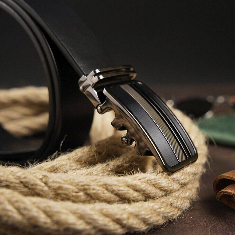 Ремінь чоловічий з автоматичною пряжкою смужки Vintage 20292 Чорний Київ - фото 1