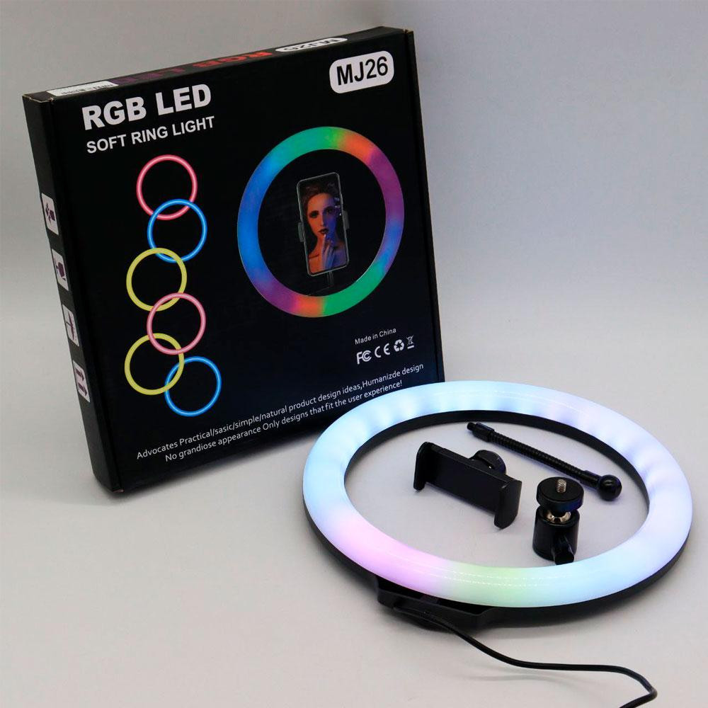 Лампа кольцевая 26 см с держателем для телефона RGB, MJ260 Soft Ring Light / Световое кольцо для селфи Киев - изображение 9