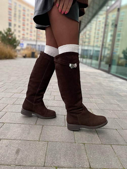 Чоботи жіночі VLAMAX C122 шоколадні (зима євро-хутро, замша натуральна) (6170) Коломия - фото 7