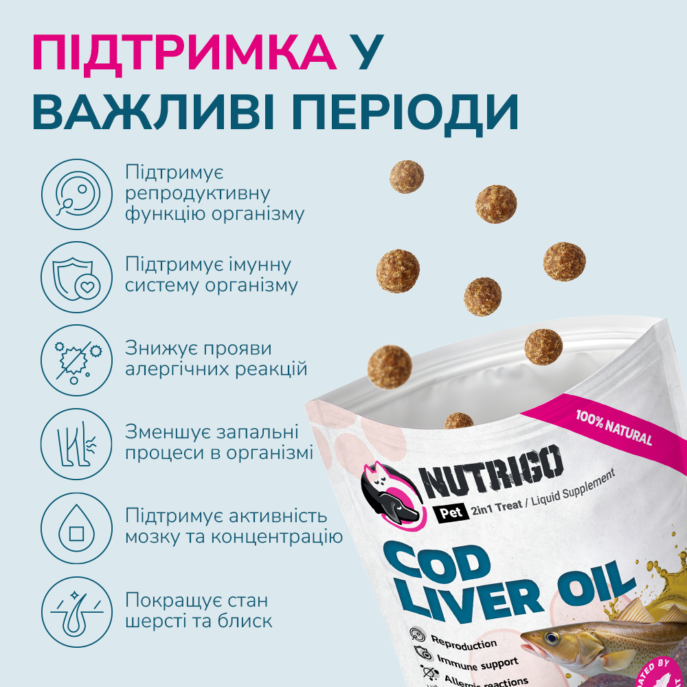 LK Baits Pet Nutrigo Cod Liver Oil Mini Функціональні ласощі для собак дрібних порід з олією печінки тріски (Ø 15 мм), 75 г Київ - фото 4