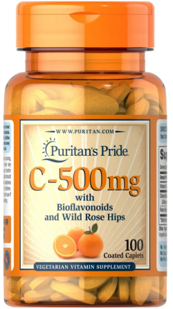 Вітамін С 500 мг Puritan's Pride Vitamin C Rose Hips 100 каплет Київ