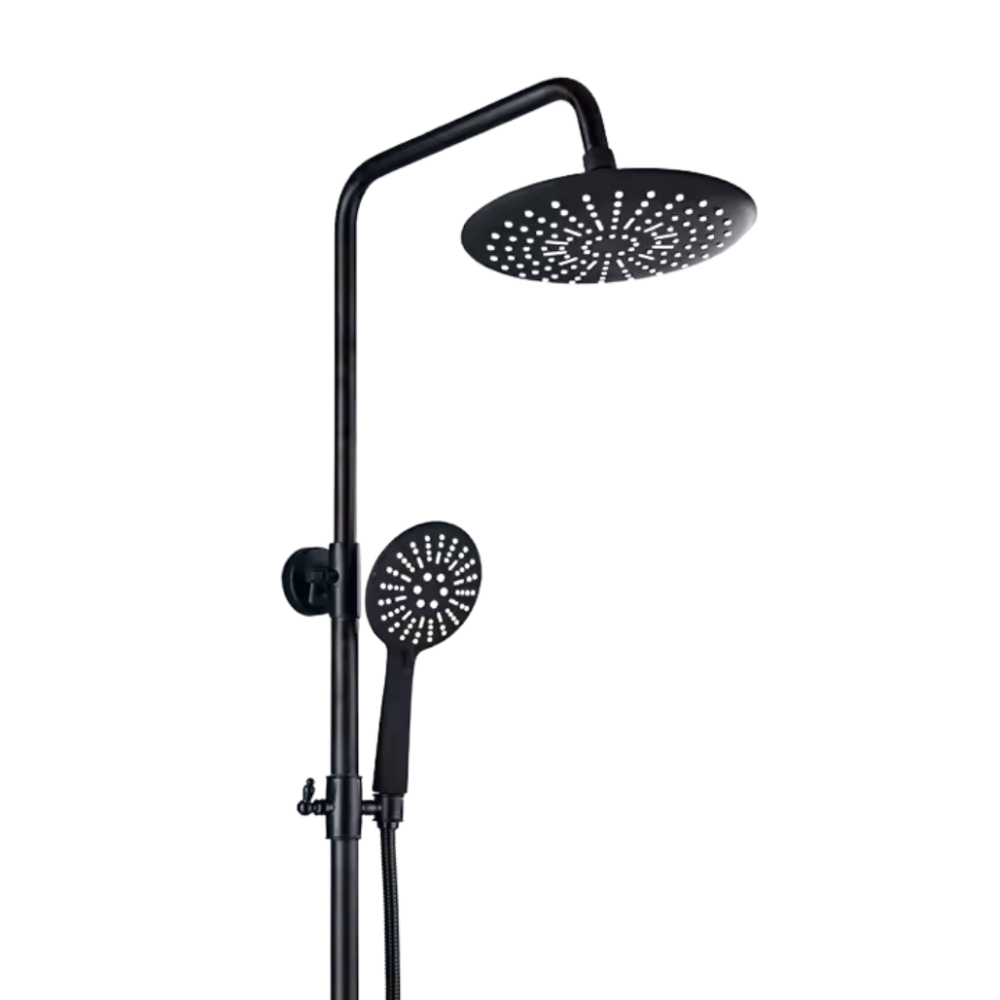 Душовий гарнітур 2 в 1 стаціонарний і ручний душ із латуні з функцією масажу, Чорний Кам'янець-Подільський - фото 1