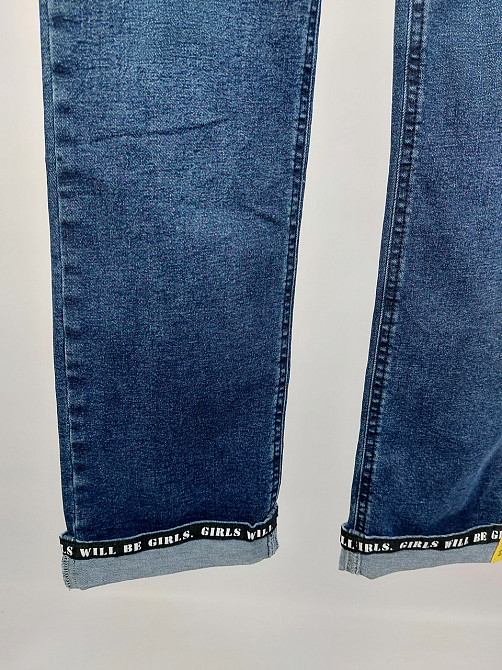 Детские джинсы трубы для девочек на резинке в синем цвете на 6,12,14 лет. Николаев - изображение 3