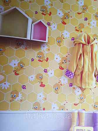 Обои виниловые на флизелине AdaWall Ada Kids метровые детские герои мультфильма Луни тюнз цыпленок  Твити Киев