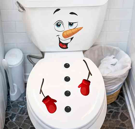 Наклейка Різдвяна Сніговик для ванної кімнати 30 на 30 см білий Київ