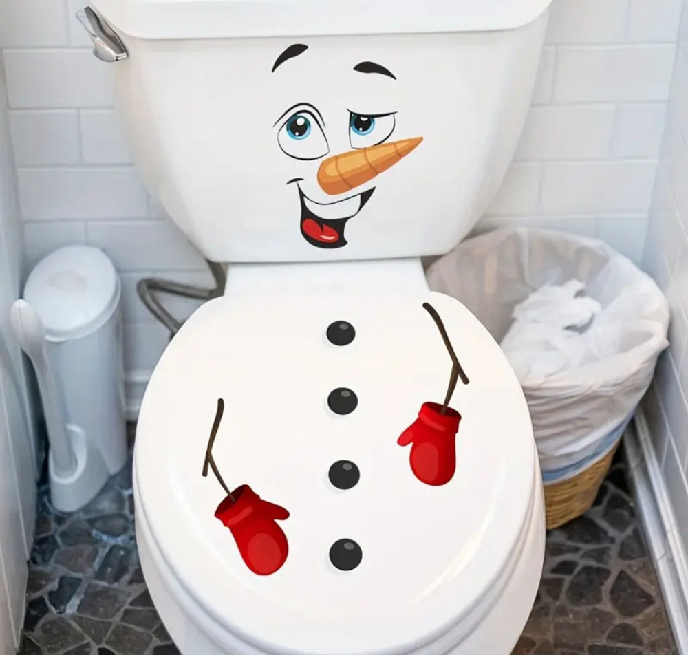 Наклейка Різдвяна Сніговик для ванної кімнати 30 на 30 см білий Київ - фото 5