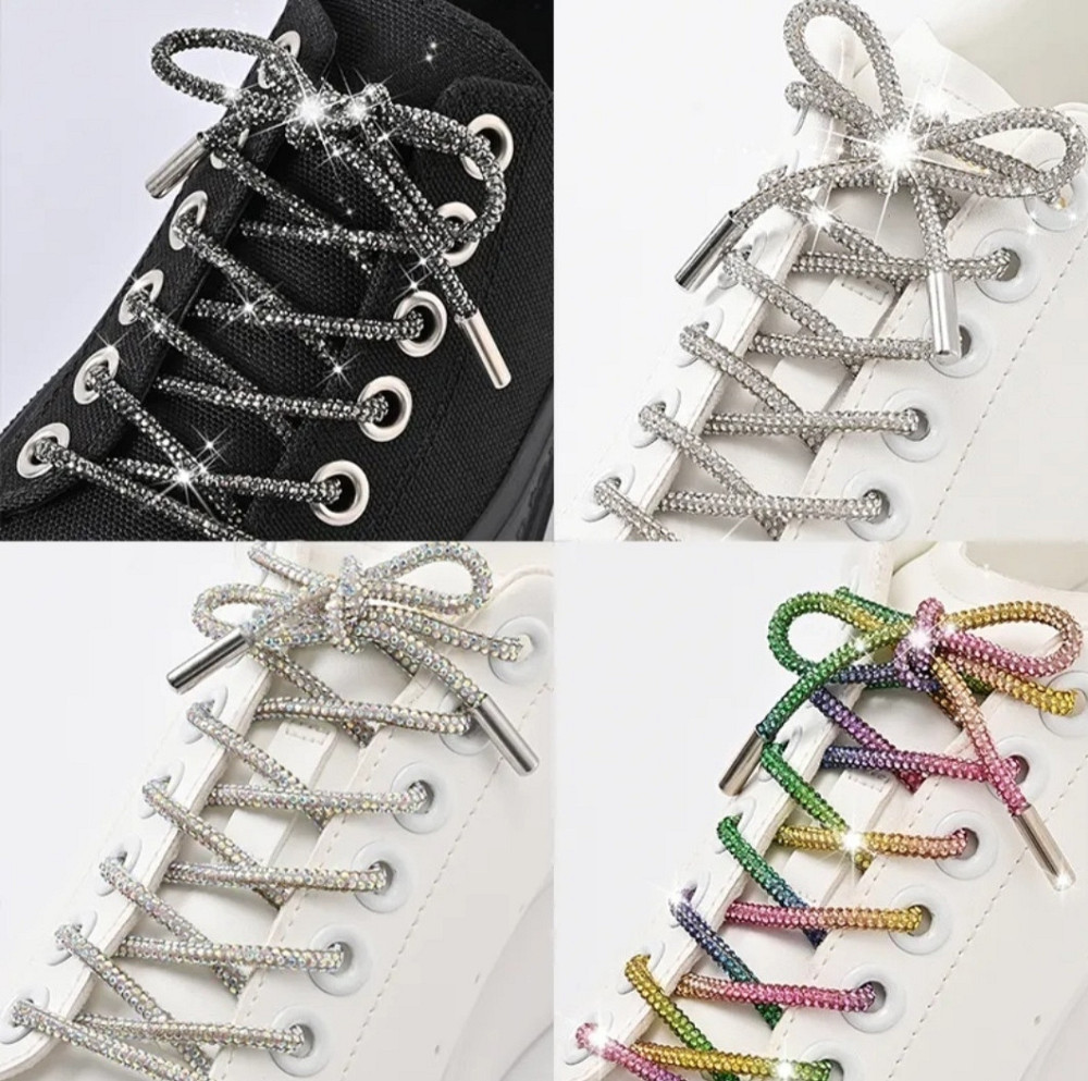 Шнурки зі стразами Білі 2 шт 100 см Сміла - фото 7