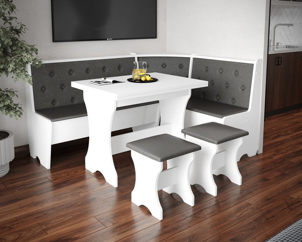 Табурет с мягким сиденьем, табуретка на кухню Ткань Мальмо (серый) ДСП Белый Львов - изображение 2