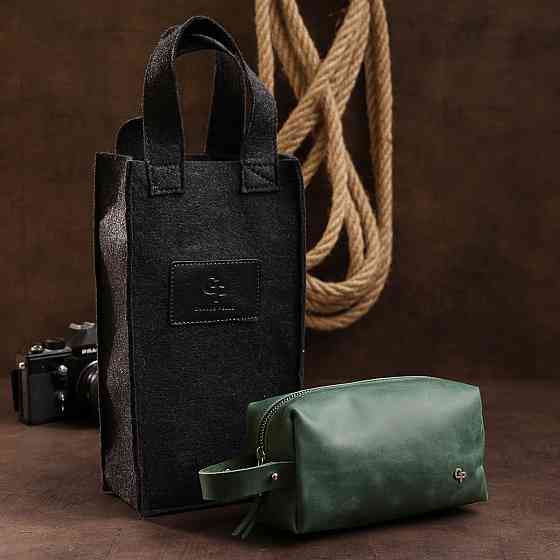 Кожаная косметичка унисекс GRANDE PELLE 11572 Зеленый Киев