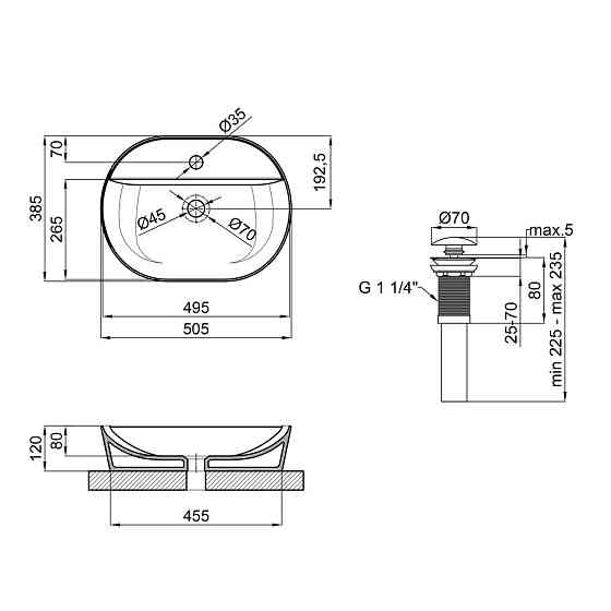 Раковина накладна Mixxus Premium ELLIPSE-0203 510х375х120mm з отвором під змішувач (MP6678) ( 17660 ) ( 14311 ) Харків