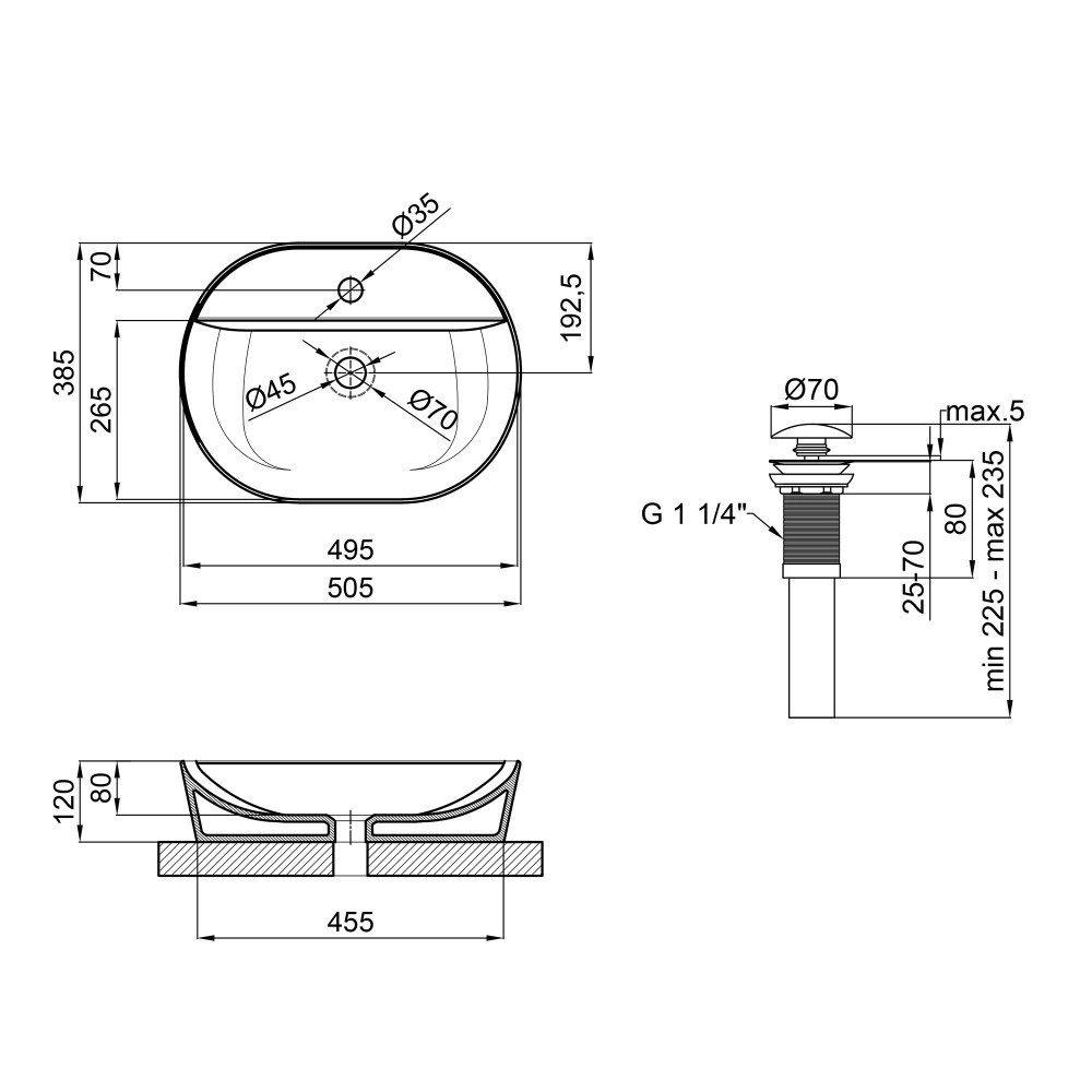 Раковина накладна Mixxus Premium ELLIPSE-0203 510х375х120mm з отвором під змішувач (MP6678) ( 17660 ) ( 14311 Харьков - изображение 6