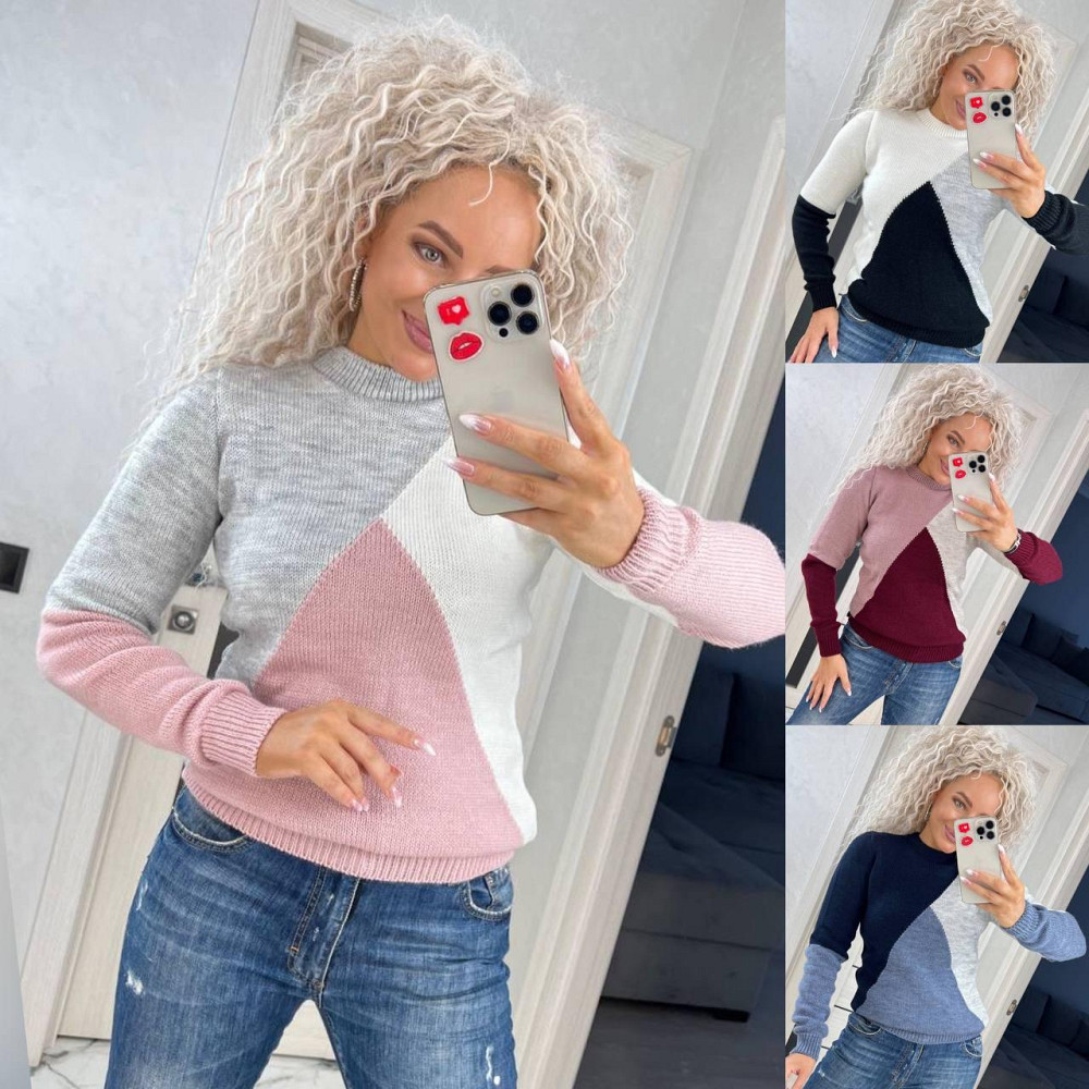 Женский модный свитер  трехцветый. 42-46р Київ - фото 1