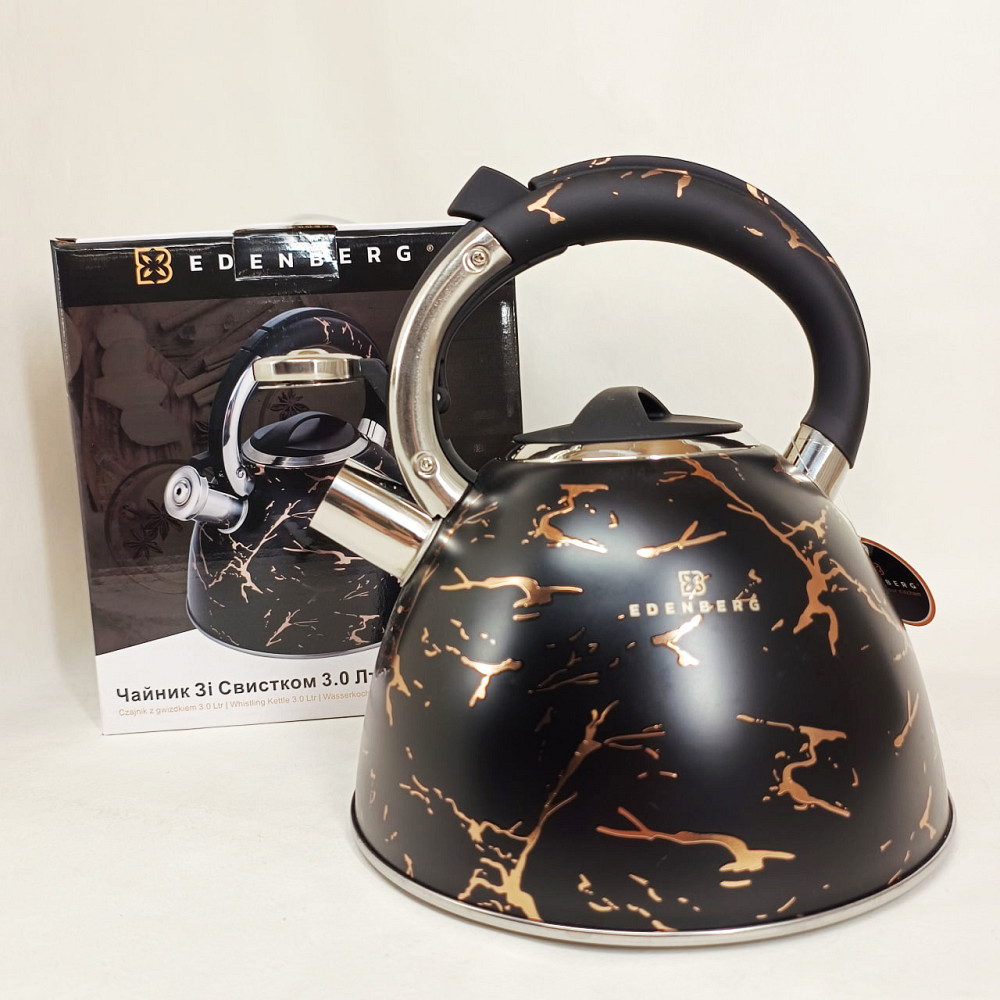 Металевий чайник зі свистком з нержавіючої сталі Edenberg EB-12610 3л, Якісний металевий чайник PI-73 Івано-Франківськ - фото 2