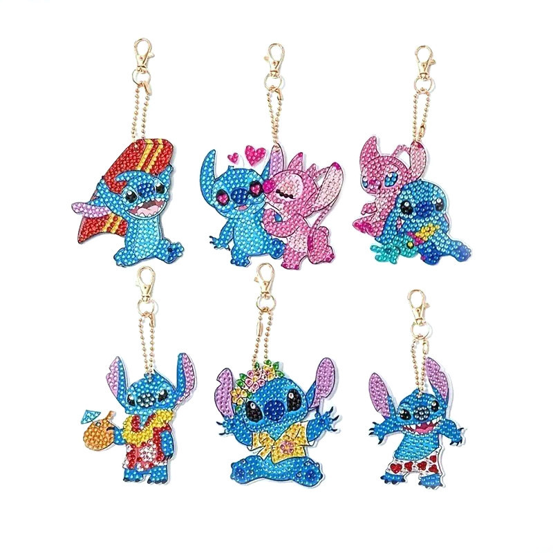 Набір брелків алмазна викладка "Стіч" BR44, 6 шт, з інструментами Вінниця - фото 3