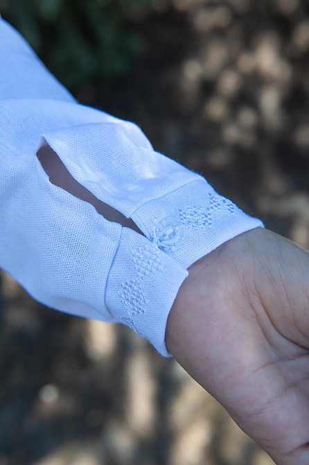 Вышиванка для мальчиков с длинным рукавом, льняная, белая топ Киев - изображение 5