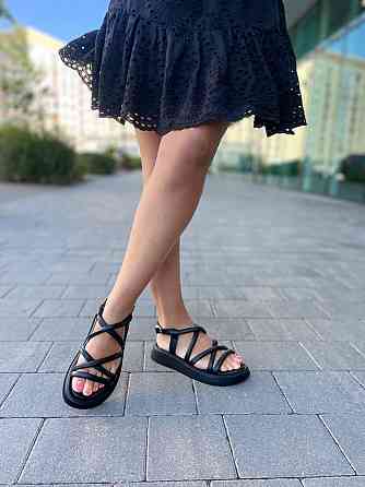 Edan Instruments Шкіряні босоніжки жіночі чорні на платформі EDAN 326 літні р. 36-40 / Сандалі Коломыя