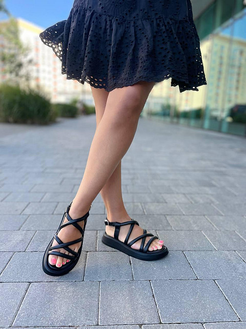Edan Instruments Шкіряні босоніжки жіночі чорні на платформі EDAN 326 літні р. 36-40 / Сандалі Коломыя - изображение 6
