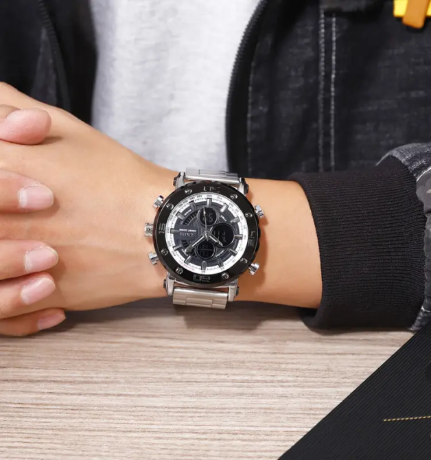 Мужские часы Skmei 1636 с браслетом Серебристый с черным Винница - изображение 7