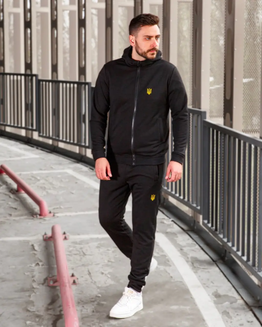 Костюм спортивний чоловічий тризуб весна Чорний S Харків - фото 1