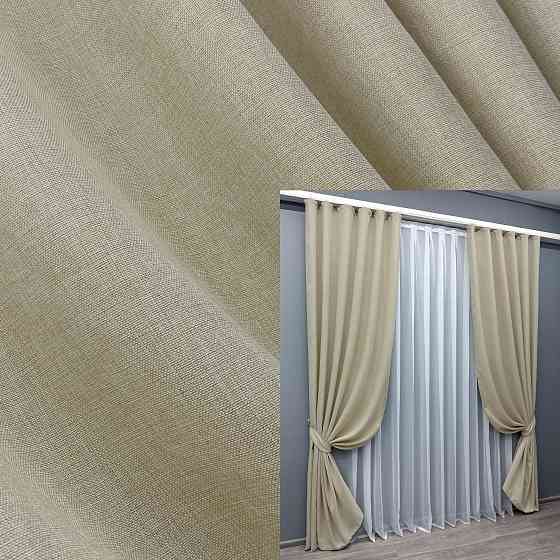 Комплект готовых штор VR-Textil Лен Мешковина № 114ш Бежевый 100х270 см 2 шт (31-098) Киев