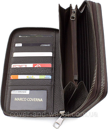 Чоловічий шкіряний клатч на дві блискавки Marco Coverna 5902C Brown Київ - фото 8