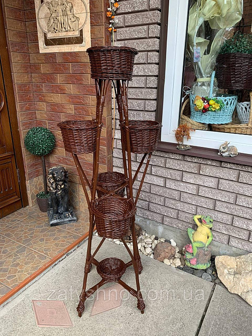 Плетеная коричневая подставка для 6шт вазон или цветов Киев - изображение 2