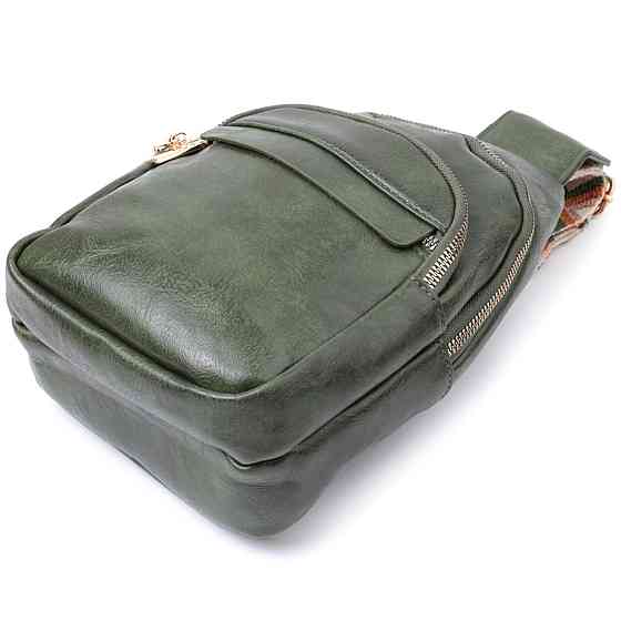 Сумка компактного розміру з однією лямкою через плече з гладкої екошкіри Vintage 22771 Зелений Київ