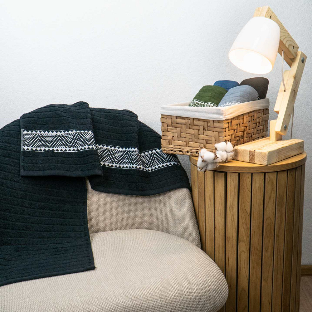 Махровий рушник для обличчя та рук Зіпп GM Textile 50х90см 500г/м2 (Чорний) Суми - фото 2