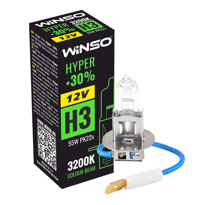 Галогеновая лампа Winso H3 12V 55W PK22s HYPER +30% Львов - изображение 1