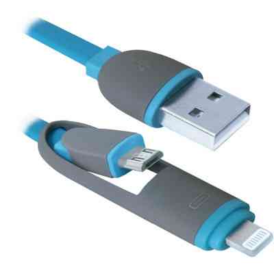 Дата кабель USB10-03BP USB - Micro USB/Lightning, blue, 1m Defender (87487) Вінниця