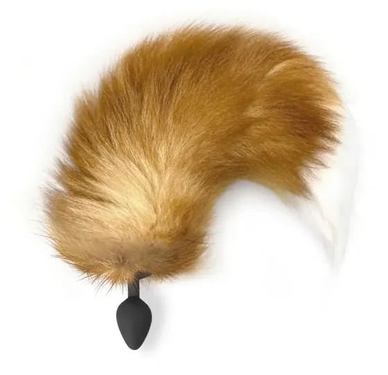 Силіконова анальна пробка з хвостом із натурального хутра Art of Sex size M Red fox Львів