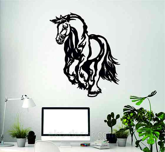 Декоративное настенное Панно «Лошадь», Декор на стену 70*58 см, Черный Киев