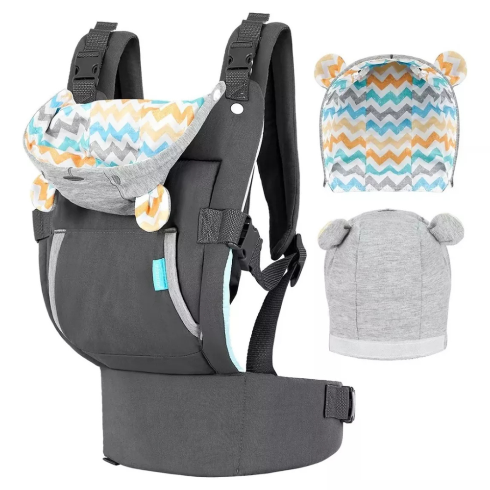 Детский слинг 2в1 эрго рюкзак переноска с капюшоном кенгурушка для детей от рождения цвет Серый Киев - изображение 4