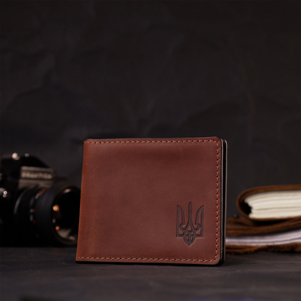 Кожаная обложка на удостоверение участника боевых действий GRANDE PELLE 11663 Коричневый Киев - изображение 8