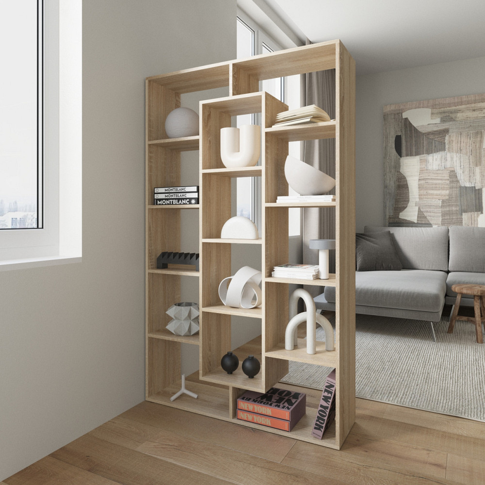 Стелаж VAYS M-7 Дуб Сонома, книжкова полиця на 14 комірок, ЛДСП, 108×29×178 см - для дому, офісу, дитячої або вітальні Львів - фото 1