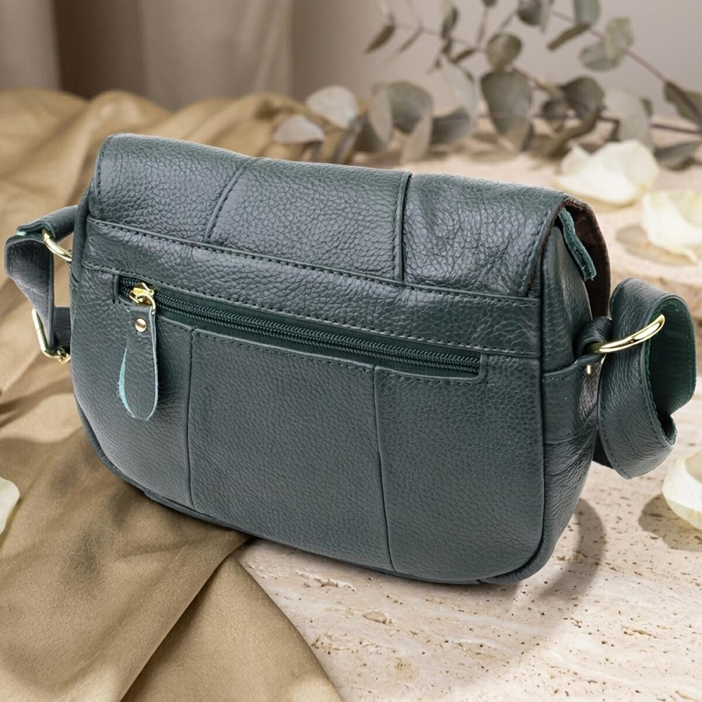 Повсякденна жіноча сумка з натуральної шкіри Vintage 22970 Зелений Київ - фото 14