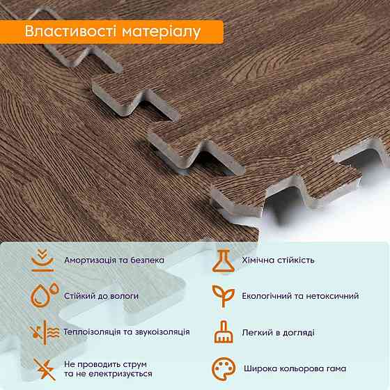 Пол пазл - модульное напольное покрытие 600x600x10мм Коричневое дерево (МР6) SW-00000204 Днепр